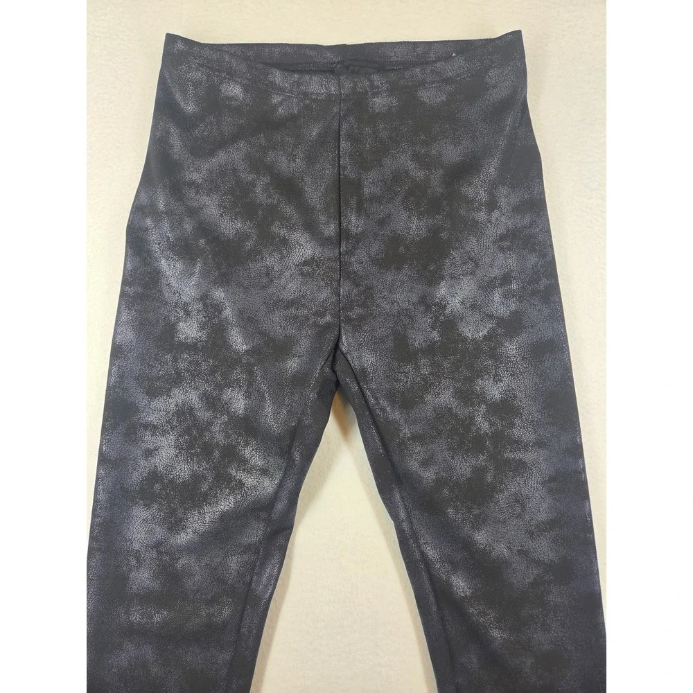 Simply Vera Vera Wang Womens Metallic Foil Crackle Leggings Black Charcoal M